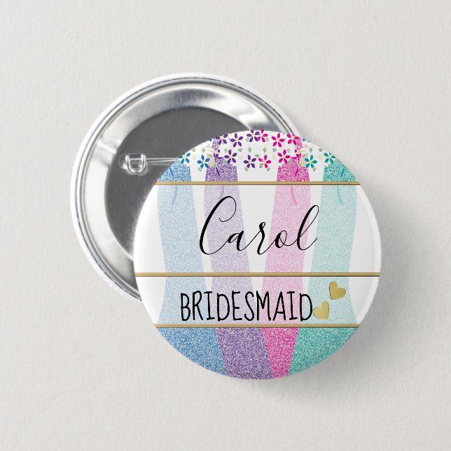 Macaron Rond 5 Cm Bachelorette | Team Bride Party (Devant & derrière)