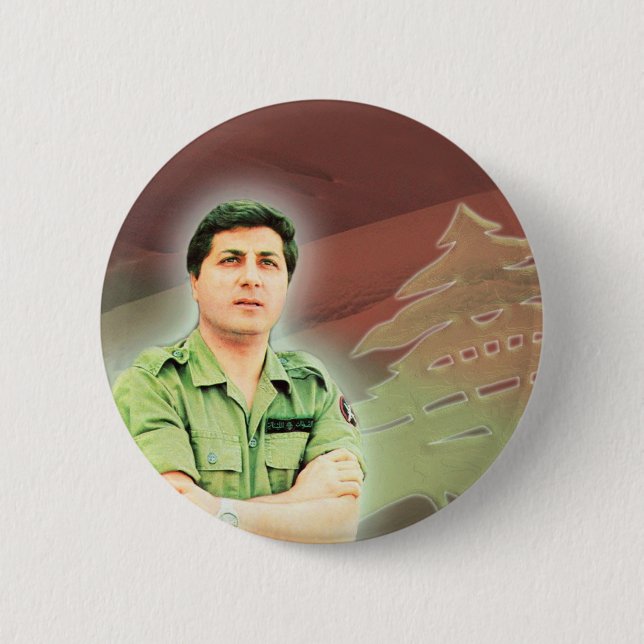 Macaron Rond 5 Cm Bachir Gemayel Président libanais (Devant)