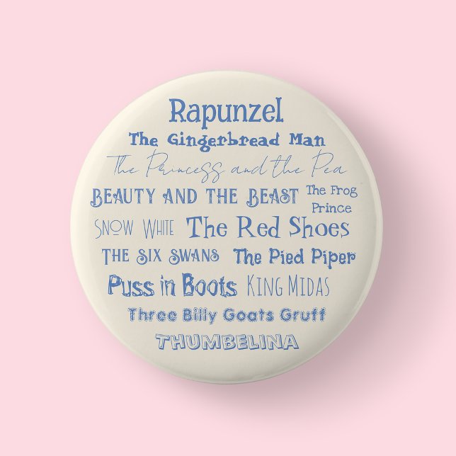 Macaron Rond 5 Cm Badge/Bouton Jour du Conte de Fées Crème (Fairy Tale Day Cream Badge)