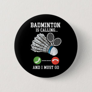 Macaron Rond 5 Cm Badminton Appelle, Birdie Citation