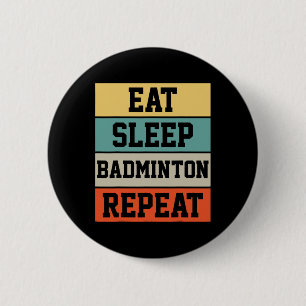 Macaron Rond 5 Cm Badminton Sport Player Retro Funny Cadeau