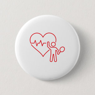 Macaron Rond 5 Cm Badminton Valentines Day Heartbeat My Valentine