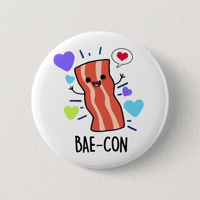 Macaron Rond 5 Cm Bae-con Funny Bacon Pun (Devant)