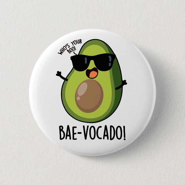 Macaron Rond 5 Cm Bae-vocado Amusant Avocado Pun (Devant)