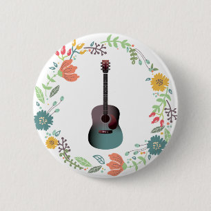 Macaron Rond 5 Cm Bague de fleurs de guitare