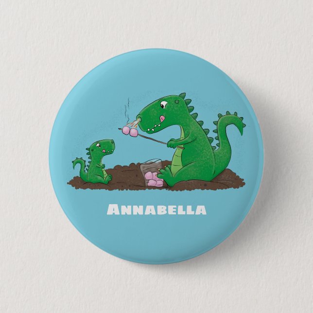 Macaron Rond 5 Cm Baguettes mignonnes grillant des marshmallows dess (Devant)