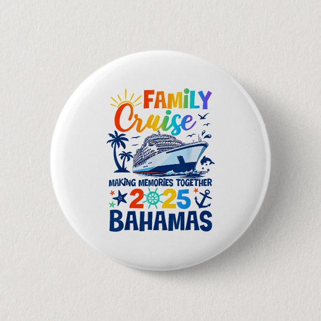 Macaron Rond 5 Cm Bahamas Cruise 2025 Family Friends Group Vacation (Devant)