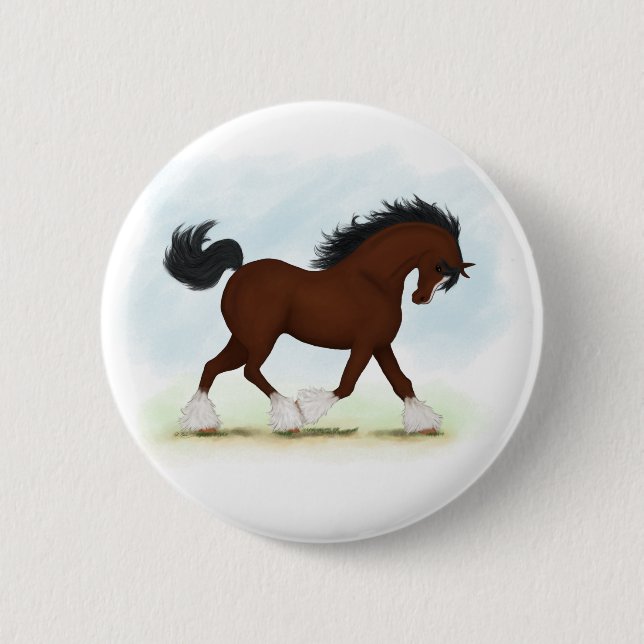 Macaron Rond 5 Cm Baie Clydesdale Horse (Devant)