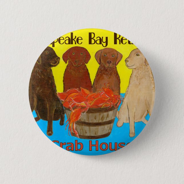 Macaron Rond 5 Cm Baie de chesapeake Retriver Crabhouse (Devant)