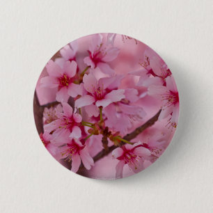 Macaron Rond 5 Cm Baigné dans les fleurs de cerisier japonaises rose