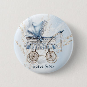 Macaron Rond 5 Cm Baignoire Bleue Bleu Flore Belle