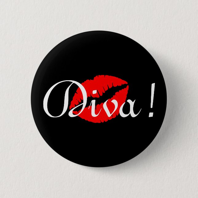 Macaron Rond 5 Cm Baiser de diva rouge (Devant)
