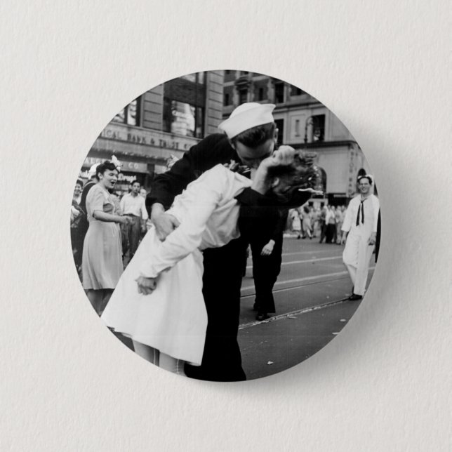 Macaron Rond 5 Cm Baisers du carré de guerre au revoir parfois (Devant)