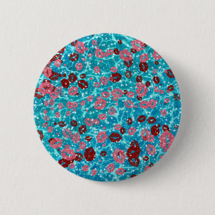 Macaron Rond 5 Cm Baisers rouges et roses dans l'océan bleu