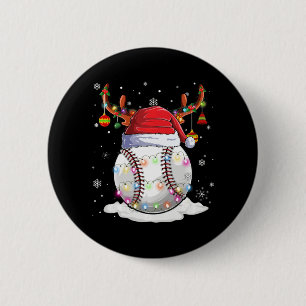 Macaron Rond 5 Cm Bal de baseball Santa Hat Reindeer lumières de Noë