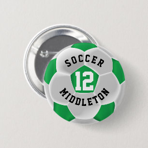 Macaron Rond 5 Cm Bal sportif de football vert et blanc