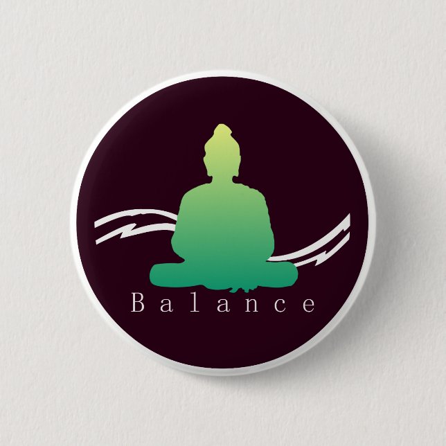 Macaron Rond 5 Cm "Balance" Beau Bouddha. (Devant)