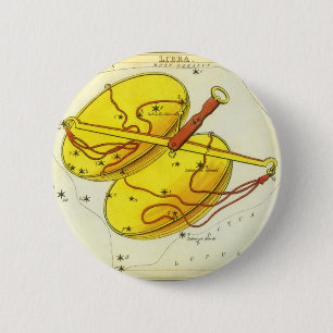 Macaron Rond 5 Cm Balance zodiacal de la Balance Constellation Vinta