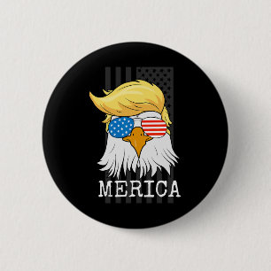 Macaron Rond 5 Cm Bald Eagle 4 juillet Trump Drapeau américain drôle
