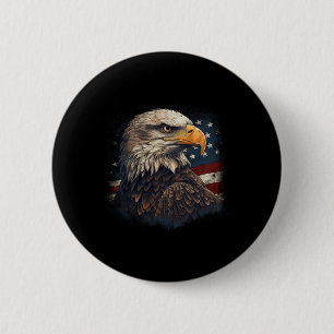 Macaron Rond 5 Cm Bald Eagle Us American Flag 4 juillet Fier Part