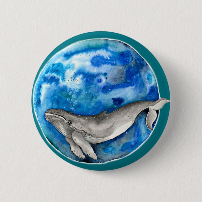 Macaron Rond 5 Cm Baleine bleue (Devant)