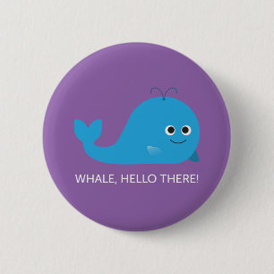Macaron Rond 5 Cm Baleine, bonjour là ! Bouton