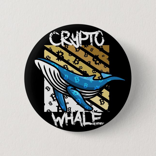 Macaron Rond 5 Cm Baleine Btc Crypto - Pièce Crypto (Devant)