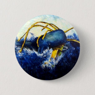 Macaron Rond 5 Cm Baleine contre la peinture originale de beaux-arts