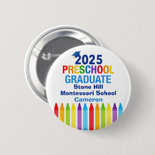 Macaron Rond 5 Cm Balise 2025 - Graduation préscolaire Nom personnal
