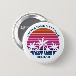 Macaron Rond 5 Cm Balise de nom de famille de palmier de plage perso
