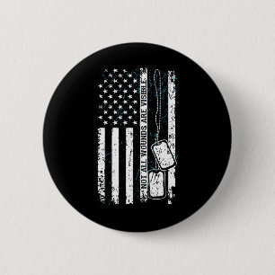 Macaron Rond 5 Cm Balise militaire visible de toutes les blessures D