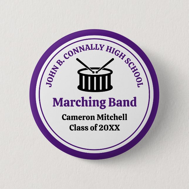 Macaron Rond 5 Cm Balise Purple High School Marching Nom de bande (Devant)