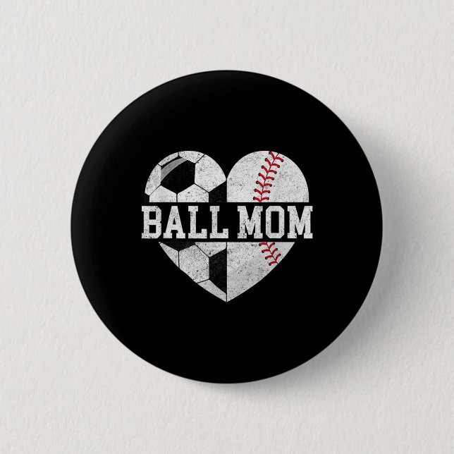 Macaron Rond 5 Cm Ball Maman Coeur Amusant Baseball Soccer Maman (Devant)