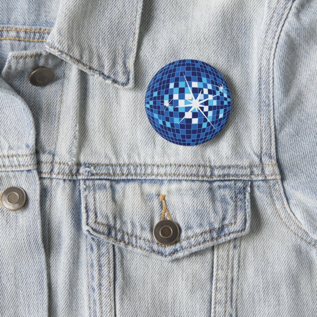 Macaron Rond 5 Cm Ball Pin Disco bleu (En situation)