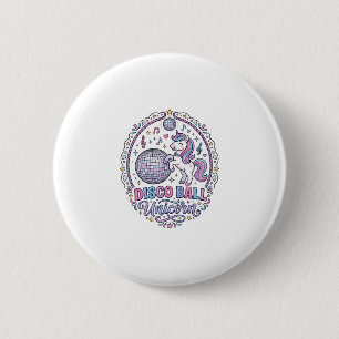 Macaron Rond 5 Cm Balle de disco Licorne Licorne Impression ludique