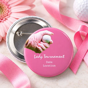 Macaron Rond 5 Cm Balle de golf dans la main d'une golfeuse sur fond