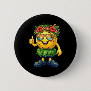 Macaron Rond 5 Cm Balle de Pickleball Hawaïenne Plage Tropicale Été