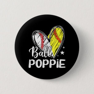 Macaron Rond 5 Cm Balle par balle cœur baseball softball