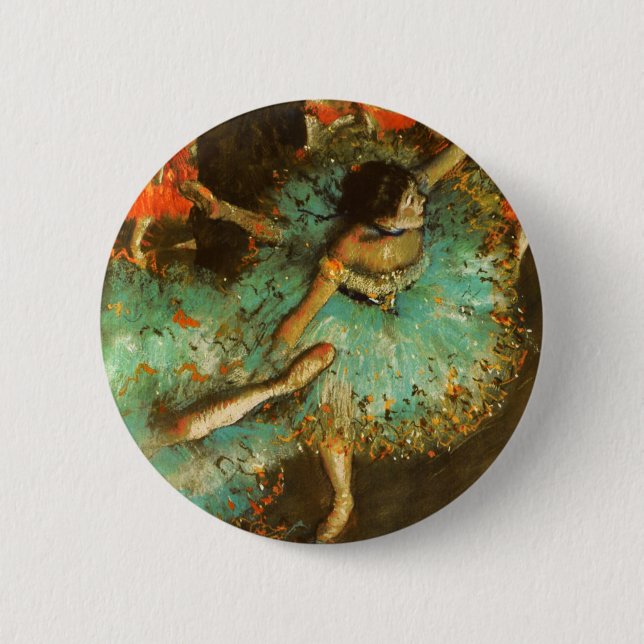 Macaron Rond 5 Cm Ballerina Dance Green Dancer Edger Degas Peinture (Devant)