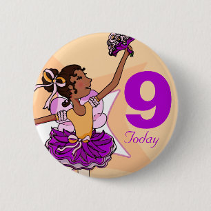 Macaron Rond 5 Cm Ballerina purple & peach girl birthday button