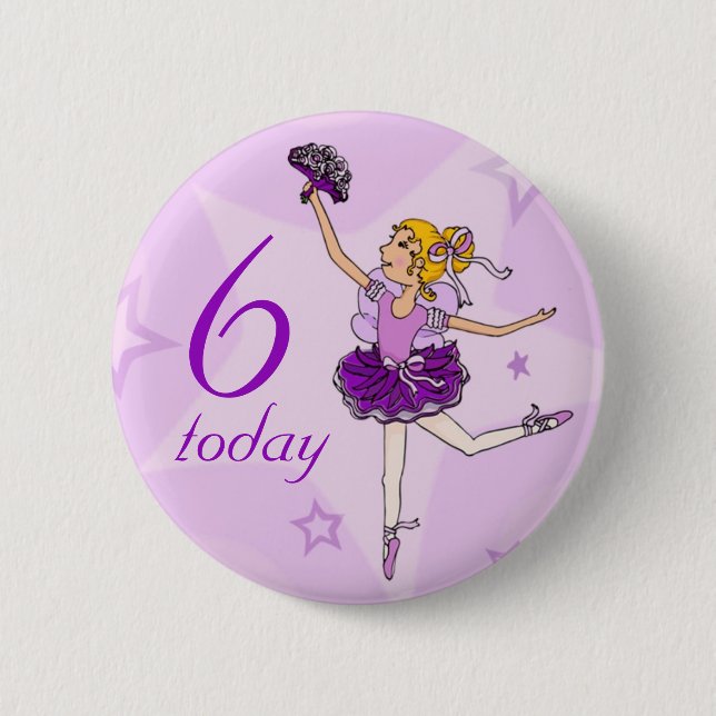 Macaron Rond 5 Cm Ballerina violet fille bouton d'anniversaire (Devant)