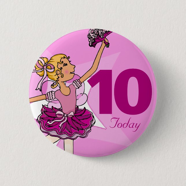 Macaron Rond 5 Cm Ballerina violet rose blonde fille bouton d'annive (Devant)
