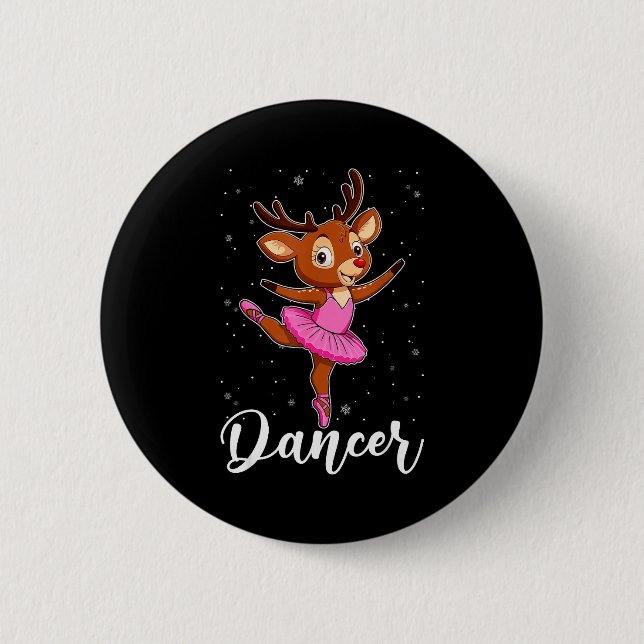 Macaron Rond 5 Cm Ballet Dancer Reindeer Ballerinas Christmas Pjs Wo (Devant)
