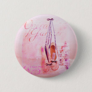 Macaron Rond 5 Cm Ballet rose vintage de danseuse de ballerine