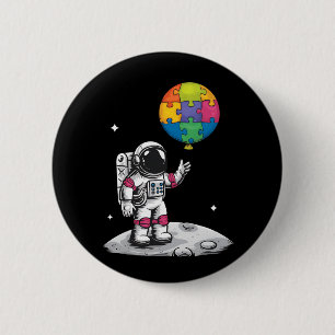 Macaron Rond 5 Cm Ballon d'astronaute autiste Espace Sensibilisation