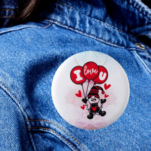 Macaron Rond 5 Cm Ballons d'amour : Bouton Je t'aime