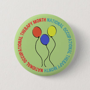 Macaron Rond 5 Cm Ballons du mois de l'ergothérapie