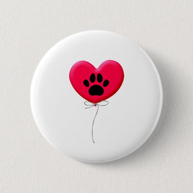 Macaron Rond 5 Cm Ballons En Forme De Coeur Avec Empreinte de patte  (Devant)