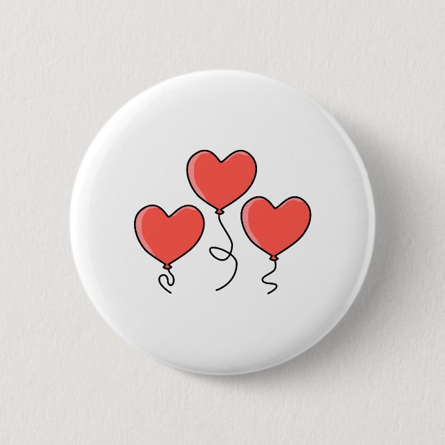 Macaron Rond 5 Cm Ballons rouges de coeur (Devant)