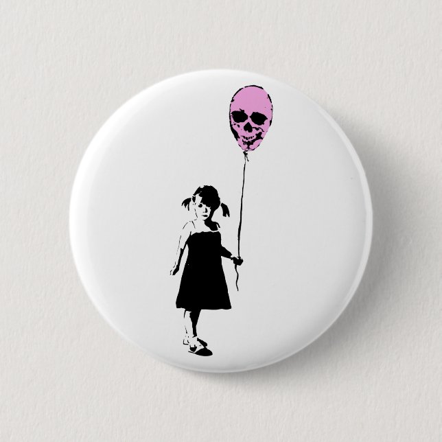 Macaron Rond 5 Cm Balloon Girl (Devant)